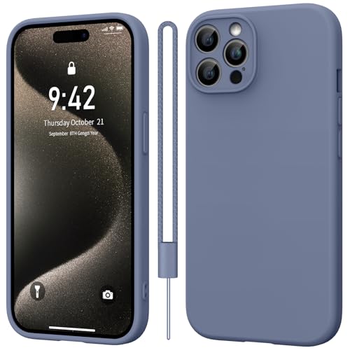 Qasyfanc Handyhülle Kompatibel mit iPhone 15 Pro Hülle, Soft Silikon TPU Case Ultra Dünn Microfiber Kameraschutz Rundumschutz Anti-Kratzer Schutzhülle Kompatibel mit iPhone 15 Pro (Blau Grau) von Qasyfanc