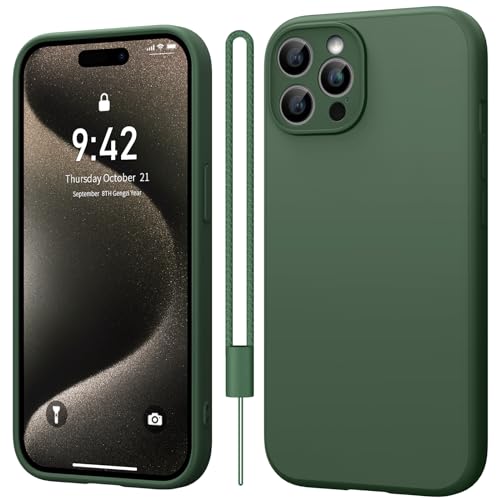 Qasyfanc Handyhülle Kompatibel mit iPhone 15 Pro Hülle, Soft Silikon TPU Case Ultra Dünn Microfiber Kameraschutz Rundumschutz Anti-Kratzer Schutzhülle Kompatibel mit iPhone 15 Pro (Dunkelgrün) von Qasyfanc