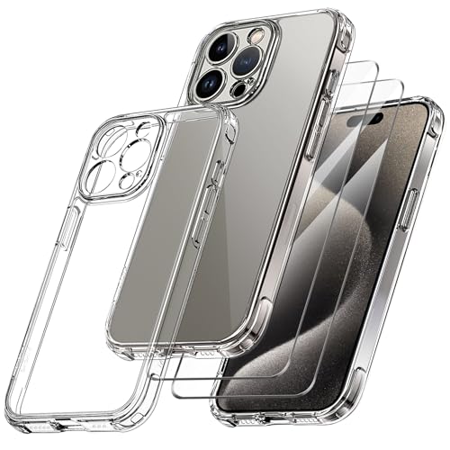 Qasyfanc Handyhülle Kompatibel mit iPhone 15 Pro Max, Hülle mit Kameraschutz und 2 Stück Schutzfolie, Hard PC Nie Vergilbung Case Transparent Militärschutz Kratzfest Fallschutz Schutzhülle, Klar Qasyfanc Handyhülle Kompatibel mit iPhone 15 Pro Max, Hülle mit Kameraschutz und 2 Stück Schutzfolie, Hard PC Nie Vergilbung Case Transparent Militärschutz Kratzfest Fallschutz Schutzhülle, Klar von Qasyfanc