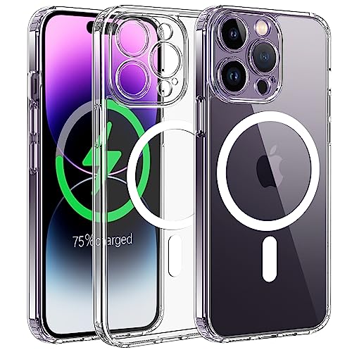 Qasyfanc Hybrid Magnet Hülle Kompatibel mit iPhone 14 Pro Max KameraschutzHülle, Magnetisch für Dünn Transparent Militärschutz Hülle iPhone 14 Pro Max Case, Klar von Qasyfanc