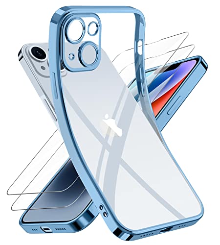 Qasyfanc Kameraschutzhülle Kompatibel für iPhone 14 Plus Hülle mit 2 Stück Schutzfolie, iPhone 14 Plus Case Vergilbungsfrei Dünne Weiche Silikon Handyhülle für Frauen Mädchen, Blau Qasyfanc Kameraschutzhülle Kompatibel für iPhone 14 Plus Hülle mit 2 Stück Schutzfolie, iPhone 14 Plus Case Vergilbungsfrei Dünne Weiche Silikon Handyhülle für Frauen Mädchen, Blau von Qasyfanc