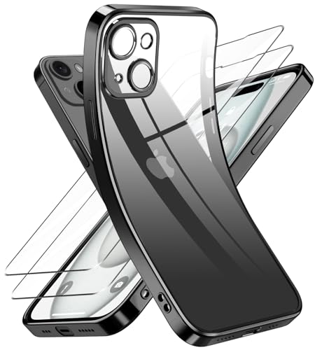 Qasyfanc Kameraschutzhülle Kompatibel für iPhone 15 Hülle mit 2 Stück Schutzfolie, iPhone 15 Case Vergilbungsfrei Dünne Weiche Silikon Handyhülle für Frauen Mädchen, Schwarz Qasyfanc Kameraschutzhülle Kompatibel für iPhone 15 Hülle mit 2 Stück Schutzfolie, iPhone 15 Case Vergilbungsfrei Dünne Weiche Silikon Handyhülle für Frauen Mädchen, Schwarz von Qasyfanc