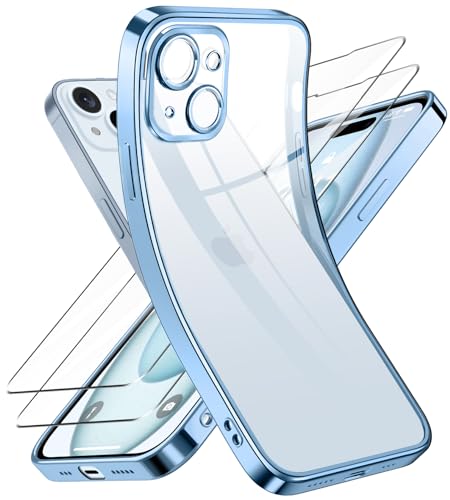 Qasyfanc Kameraschutzhülle Kompatibel für iPhone 15 Plus Hülle mit 2 Stück Schutzfolie, iPhone 15 Plus Case Vergilbungsfrei Dünne Weiche Silikon Handyhülle für Frauen Mädchen, Blau Qasyfanc Kameraschutzhülle Kompatibel für iPhone 15 Plus Hülle mit 2 Stück Schutzfolie, iPhone 15 Plus Case Vergilbungsfrei Dünne Weiche Silikon Handyhülle für Frauen Mädchen, Blau von Qasyfanc
