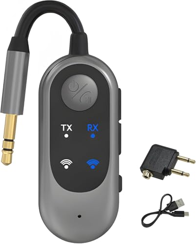 Bluetooth 5.3 Sender & Empfänger, 2-in-1 Wireless Aux Bluetooth Adapter 3,5 mm Klinke, Dual Pairing für AirPods, Sender für TV/Flugzeug/Auto, Empfänger für Kopfhörer/HiFi von Qaum