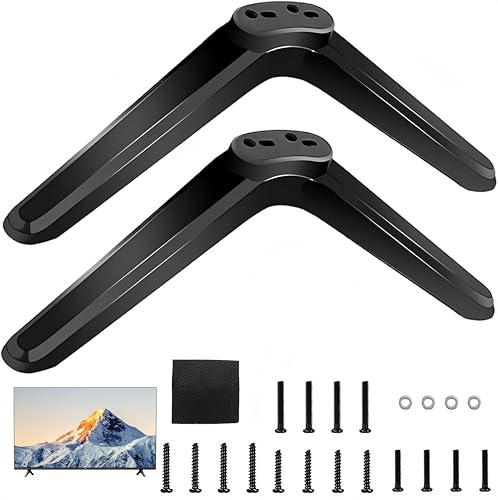 TV-Ständersockel für TCL, universelle TV-Beine für die meisten 81,3 cm/101,6 cm/124,5 cm/127 cm/139,7 cm (32 Zoll), 101,6 cm/124,5 cm/127 cm/139,7 cm (32 Zoll) / 139,7 cm (32 Zoll) / 101,6 cm / 127 cm von Qaum