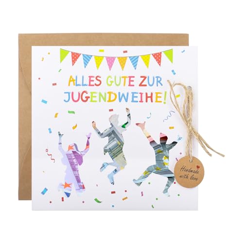 Qaziuy Jugendweihe Karte mit Umschlag, Alles Gute zur Jugendweihe Grußkarten Jugendweihe Geldgeschenke Jugendweihe Geschenke für Junge Mädchen von Qaziuy