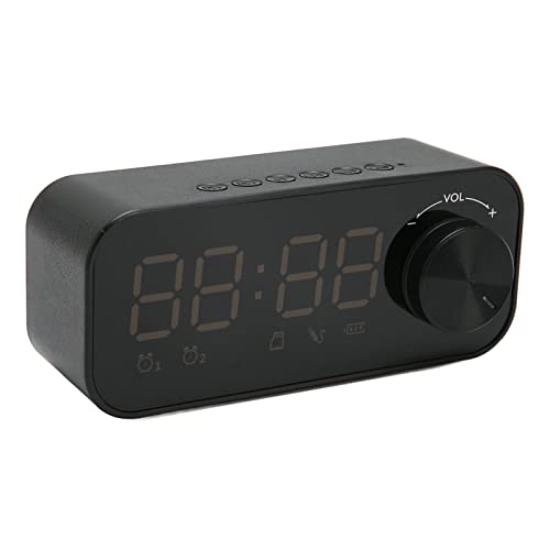 Digitaler Radiowecker, Lautsprecher, Digitaluhr mit LED-Anzeige, Doppelwecker, Multi-Wiedergabemodi, Radiowecker für Schlafzimmer, 2,4 X 5,6 Zoll (Schwarz) von Qcwwy