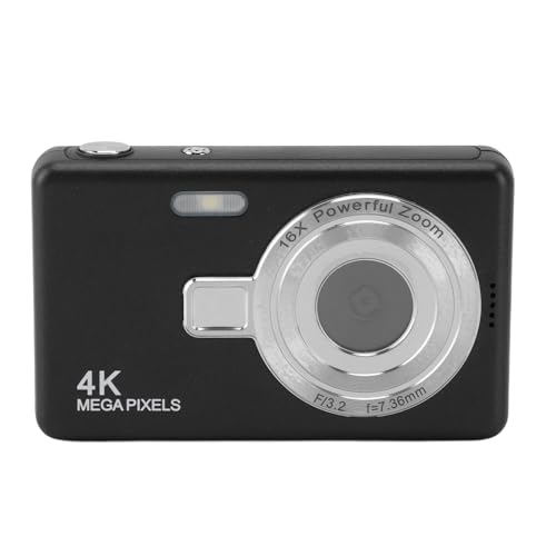 Digitalkamera, 16-facher Zoom, Autofokus, Digitalkamera, 12 MP, Kompakt, für Vlog für Schüler (Black) von Qcwwy