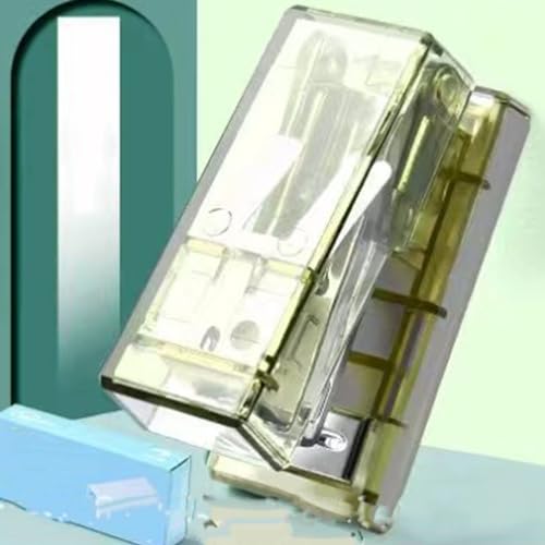 Mini Stapler Ergonomisches Design, Kompakt und Bequem, Vielseitige Verwendung, PVC, Kunststoff, Metall, Schnell und Effizient, Durchscheinender Tragbarer Fingerhüter Tiny Office Hefter mit (GREEN) von Qcwwy