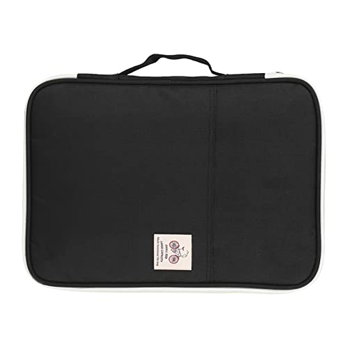 Qcwwy Multifunktionale A4-Dokumententaschen, Portfolio-Organizer, wasserdichte Reisetasche mit Reißverschluss für Notebooks, Stifte, Dokumente(Schwarz) von Qcwwy