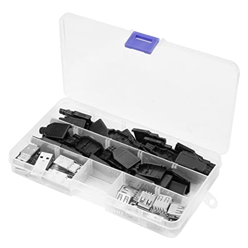 Qcwwy 20 USB-Stecker mit Cover für -USB-Kabel Einstellen-Typ-A-Mann und Typ-A, EIN 2,0 Weiblicher 4-Stecker-Stecker-Stecker-Steckeradapter von Qcwwy