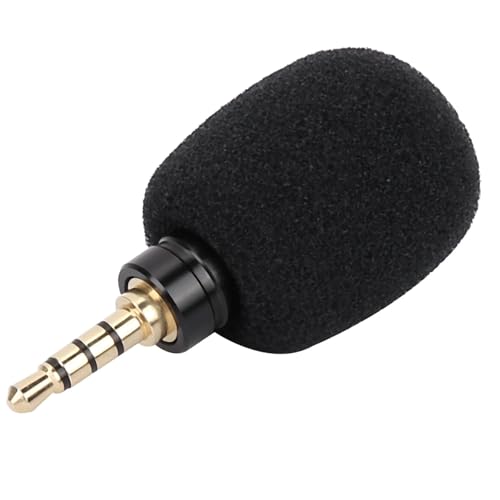 Qcwwy Tragbares Omnidirektionales Aluminium-Mikrofon, Mikrofon für Tablet, Mobiltelefon, Spiegelreflexkameras, Aufnahmestift (3,5 vierpoliger Mono-Direktstecker) von Qcwwy