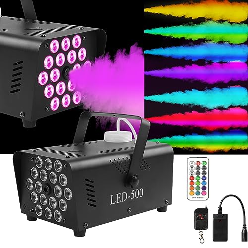 Nebelmaschine 500W Mini Disco Rauchmaschinen mit 18 LED RGB Party Lichtern, Home Partymaschine mit Automatico Nebel & Funkfernbedienung für Halloween, Weihnachten, Hochzeit, Geburtstag ect. Nebelmaschine 500W Mini Disco Rauchmaschinen mit 18 LED RGB Party Lichtern, Home Partymaschine mit Automatico Nebel & Funkfernbedienung für Halloween, Weihnachten, Hochzeit, Geburtstag ect. von Qdreclod