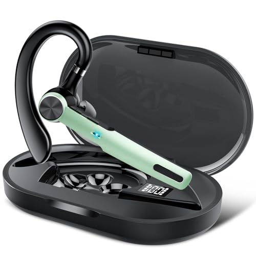 Bluetooth Headset Wireless Freisprech Telefon, 5.3 kabellose Headset Handy mit 60h Spielzeit, ENC Dual Mic Geräuschunterdrückung Bluetooth-Ohrhörer mit Ladecase für Business/Büro/Autofahren, Grün Bluetooth Headset Wireless Freisprech Telefon, 5.3 kabellose Headset Handy mit 60h Spielzeit, ENC Dual Mic Geräuschunterdrückung Bluetooth-Ohrhörer mit Ladecase für Business/Büro/Autofahren, Grün von Qecnato