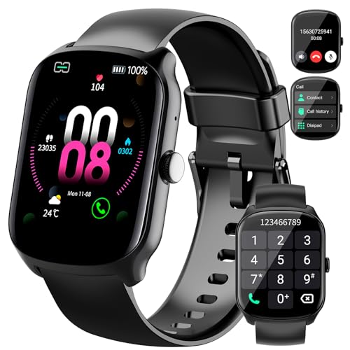 Smartwatch Herren Damen, 1,95" HD Gebogener Bildschirm Smart Watch, mit Bluetooth Anrufe, Pulsmesser/Schlafmonitor, 112+ Sportmodi Fitnessuhr, IP68 Wasserdicht Schrittzähler Sportuhr für Android iOS von Qecnato