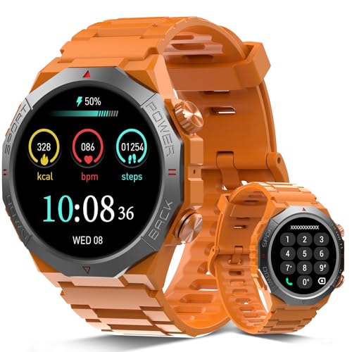 Smartwatch Herren(Anrufe empfangen/tätigen), 1,39''HD-Display Fitnessuhr für Outdoor, Herzfrequenz/Schlafmonitor, 110+ Sportmodi, IP68 Wasserdicht, 30 Tage Akkulaufzeit, Schrittzähler für Android iOS von Qecnato
