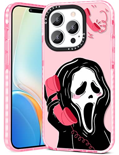 Qerrassa Pink Skull Hülle für iPhone 14 Pro Cute Cartoon Charakter Kawaii Weiche TPU Hülle für Mädchen Kinder Jungen Handyhüllen Lustiges Muster Mode Schutzhülle für iPhone 14 Pro von Qerrassa