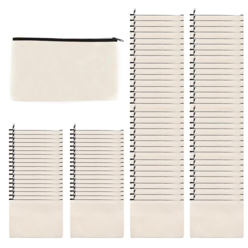 Qerwsdty 100 Stücke Leere DIY Handwerkstasche Beutel Canvas Mehrzweck-Reisetasche Toilettenartikel Tasche Leinwand Reißverschluss Federmäppchen Make-Up von Qerwsdty