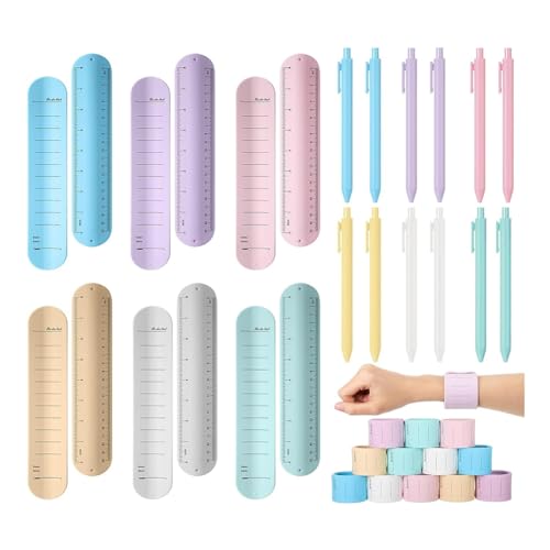 Qerwsdty 12 Sets Slap-Silikon-Memo-Armband und 1,0-Mm-Kugelschreiber-Set, Beschreibbares Memo-Armband, Löschbar, für Planer, Krankenschwester von Qerwsdty