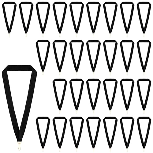 30 Stück schwarze Auszeichnungsbänder, Flachhals-Medaillenriemen mit Schnapp-Clips, Auszeichnungsbänder, Halter, Teilnahmeband für Wettbewerbe, Auszeichnungen, Sport, Meeting, Party 30 Stück schwarze Auszeichnungsbänder, Flachhals-Medaillenriemen mit Schnapp-Clips, Auszeichnungsbänder, Halter, Teilnahmeband für Wettbewerbe, Auszeichnungen, Sport, Meeting, Party von QfwdfcTrenz