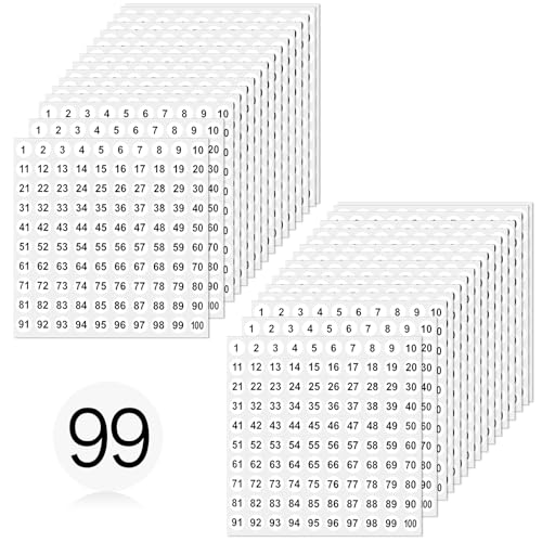 50 Blatt Zahlen Aufkleber 1-100 Vinyl Kleine Runde Etiketten Kleine Aufkleberetiketten Von Langlebige Zahlenetiketten Selbstklebende Zahlenetiketten für Inventarsortierung Aufbewahrungsboxen von QfwdfcTrenz