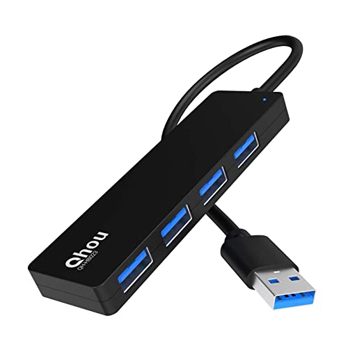 Qhou Hub USB 3.0, 4 en 1 Ultra Slim Données USB A Adaptateur Avec 4 Ports USB 3.0 Pour MacBook Pro/Air, Surface Go, XPS, Pixelbook et Plus d'appareils Tpye A von Qhou