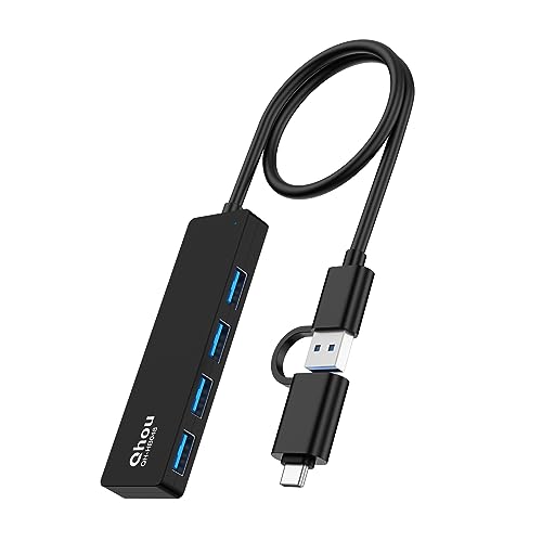 Qhou USB C Hub, 4-Port USB Verteiler für iMac Pro,Xbox,Ps4,Dell, Surface Pro, Notebook PC, Ultra-Slim USB C Multiport Adapter 5Gbps Data Hub für MacBook Pro von Qhou