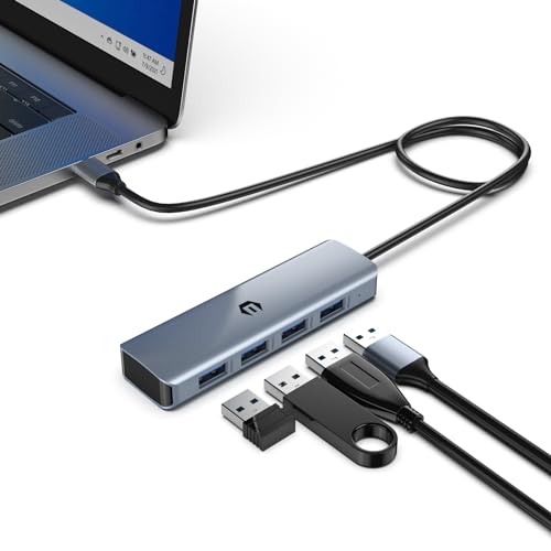USB 3.2 HUB, USB Adapter HUB, ultraschlanker tragbarer Daten Hub, 4xUSB 3.2, kompatibel mit Windows, macOS, Linux Systemen von Qhou