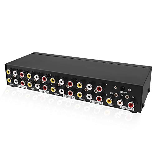 QiCheng&LYS 1 In 8 Out 3 RCA AV Audio Video Splitter Verstärker für Kabel Box DVD DVR Analog TV 1x8 Port Splitter Composite 3 Cinch AV Video Audio Switch Umschalter (1in 8 Out) von QiCheng&LYS