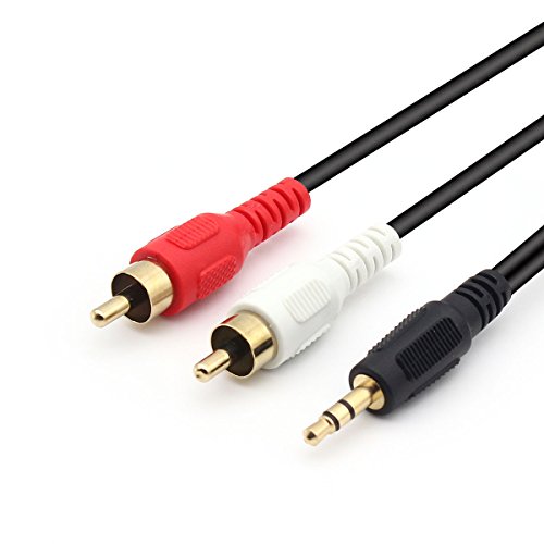 QiCheng&LYS 3,5 mm zu RCA AV Camcorder Video Kabel, 3,5 mm Stecker zu 2 x Cinch Stecker Stereo Audio Video Aux Kabel für MP3/PC (3,5mm 2 RCA 1.5m) von QiCheng&LYS