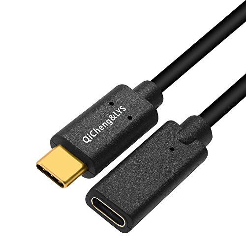 USB-C 3.1 Stecker auf Buchse Verlängerungskabel, Gen 2 (10 Gbps) Geräte; Pass-Video, Daten, Audio über Stecker auf Buchse USB C Kabel Dock Connector Extender (0.3 m) von QiCheng&LYS