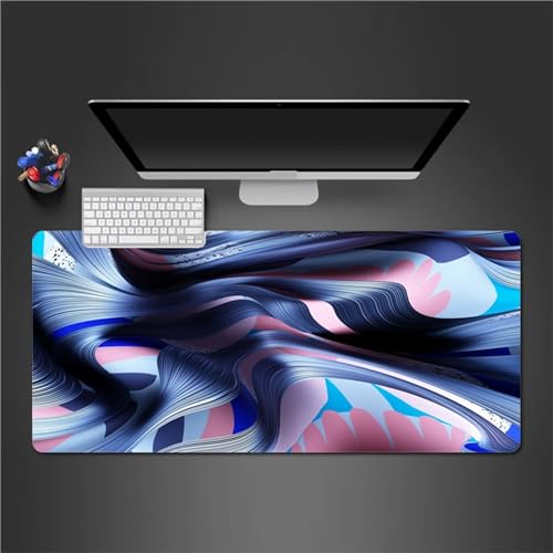 Gaming Mauspad XXL Blau Rosa Großes Mauspad Schreibtischauflage mit Vernähte Kanten Einer speziellen Oberfläche verbessert Geschwindigkeit und Präzision 700x400x2cm von QiHon