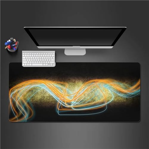 Gaming Mauspad XXL Gelbe Kurve Großes Mauspad Schreibtischauflage mit Vernähte Kanten Einer speziellen Oberfläche verbessert Geschwindigkeit und Präzision 1200x600x3cm von QiHon