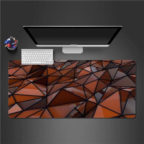 Gaming Mauspad XXL Orange Geometrisch Großes Mauspad Schreibtischauflage mit Vernähte Kanten Einer speziellen Oberfläche verbessert Geschwindigkeit und Präzision 700x300x3cm von QiHon
