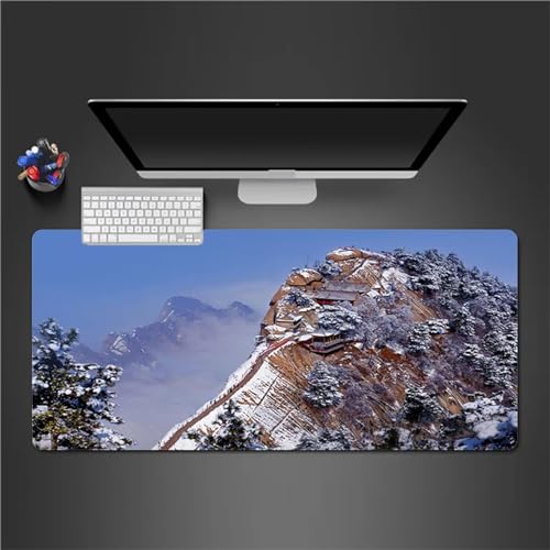 Mauspad Gaming Winterlandschaft Mauspad XXL 600x300x3mm Verlängertes Großes Schreibtischauflage mit Einer speziellen Oberfläche verbessert Geschwindigkeit und Präzision für PC Laptop von QiHon