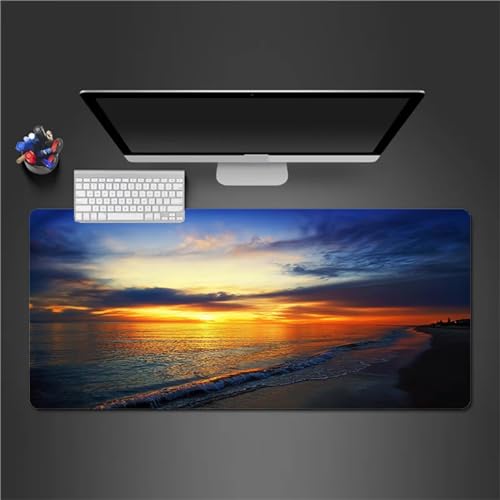 QiHon Mauspad Gaming Sonnenuntergang Strand Mauspad XXL 700x400x2mm Verlängertes Großes Schreibtischauflage mit Einer speziellen Oberfläche verbessert Geschwindigkeit und Präzision für PC Laptop von QiHon