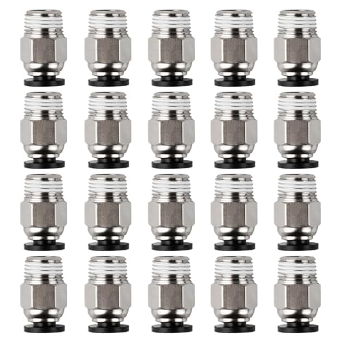 20 Stück PC4-M10 Stecker, PC4-M10 Gerade Pneumatikkupplung, PC4-M10 Pneumatik Verbinder, PC4-M10 Gerader Pneumatischer Anschluss für 3D-Drucker, Schnellverschraubung, Gewinde M10 von QiXinGYL