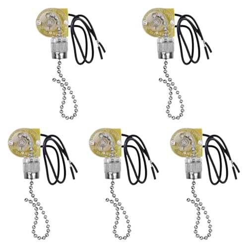 Qianly 5-teilige Zugkette für Ventilatorlicht zum EIN- und Ausschalten von Wandleuchten, Zubehör mit Perlenkette, robuster 2-adriger, Agent Qianly 5-teilige Zugkette für Ventilatorlicht zum EIN- und Ausschalten von Wandleuchten, Zubehör mit Perlenkette, robuster 2-adriger, Agent von Qianly