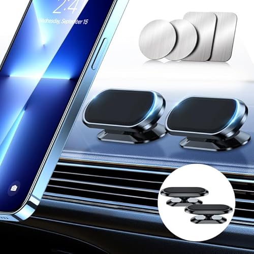 Qianyou 2 Stück Handyhalterung Auto Magnet, 360° Verstellbare Magnetische Autotelefonständer für KFZ, Universal Magnetische Autotelefonhalterung für Smartphones,Schwarz + Schwarz von Qianyou