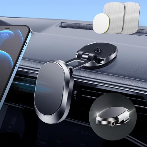 Qianyou Magnet Halterung Auto Handy, Universal KFZ Handyhalterung Auto Magnet 360°Grad Faltbar Handyhalter Auto Magnetisch Autohalterung Armaturenbrett Mount für iPhone 13 Pro Max 12 11 XR für Samsung von Qianyou