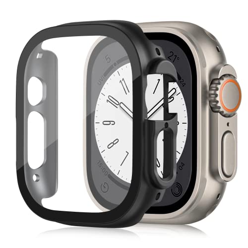 Qianyou Schutzhülle mit Panzerglas für Apple Watch Ultra 2/1, PC Rundum Ultradünne Schutz Hardcase mit Gehärtetem Glas, Kratzfestes Case mit Blasenfrei HD Panzerfolie für iWatch 49mm von Qianyou