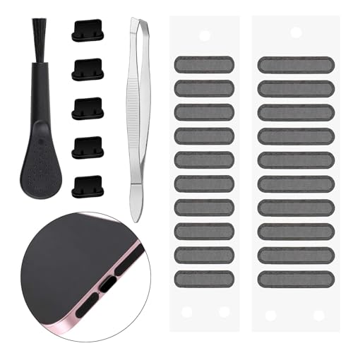 20 Stück Staubschutzstecker USB C Anschlussabdeckung Staubschutzstöpsel Netz-Lautsprecher Staubdichte Klebeabdeckung Ladeanschlussabdeckung mit Telefonanschluss Pinzette für Typ-C Anschlussgerät von Qianyu