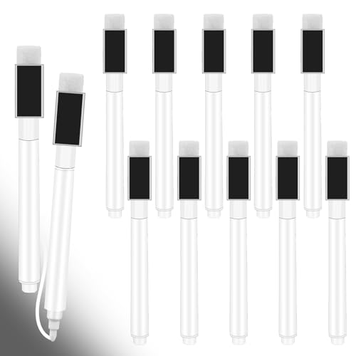 Qianyu 12 Stück Magnetisch Whiteboard Schwamm mit Stifte Trocken Abwischbare Marker Whiteboard Stifte Trockenlösch Marker mit Feiner Spitze Erase Markers Radiergummi für Zuhause Schule Büro von Qianyu
