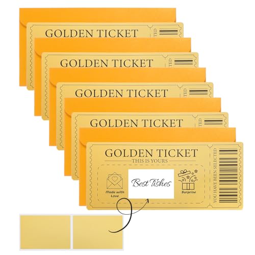 Qianyu Goldene Tickets mit Rubbelaufkleber 5 Stück Rubbellose mit Umschlag Überraschungs Rubbelkarte Geschenk für Geburtstage Hochzeiten Jubiläen Konzerte Eintrittskarten Kinogutscheine Qianyu Goldene Tickets mit Rubbelaufkleber 5 Stück Rubbellose mit Umschlag Überraschungs Rubbelkarte Geschenk für Geburtstage Hochzeiten Jubiläen Konzerte Eintrittskarten Kinogutscheine von Qianyu