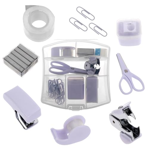 Qianyu Mini Bürobedarfssets Tragbarer Bürozubehör Set Inklusive Heftgerät, Schere, Heftklammerentferner, Büroklammern, Heftklammern, Klebebandspender Schreibtischzubehör Qianyu Mini Bürobedarfssets Tragbarer Bürozubehör Set Inklusive Heftgerät, Schere, Heftklammerentferner, Büroklammern, Heftklammern, Klebebandspender Schreibtischzubehör von Qianyu