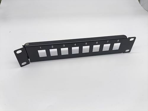QiaoYoubang 1U 25,4 cm (10 Zoll) aufklappbares Keystone-Patchpanel mit 8 Anschlüssen, blanko, für 25,4 cm (10 Zoll) Rackmontage (25,4 cm, 8 Löcher) von QiaoYoubang