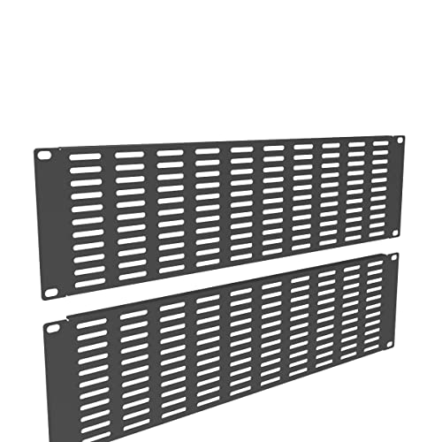 QiaoYoubang 2 Stück belüftete Blankotafel – Metall-Rack-Einbau-Füllplatte für 48,3 cm Server-Rack-Schränke oder -Gehäuse, schwarz (3U) von QiaoYoubang