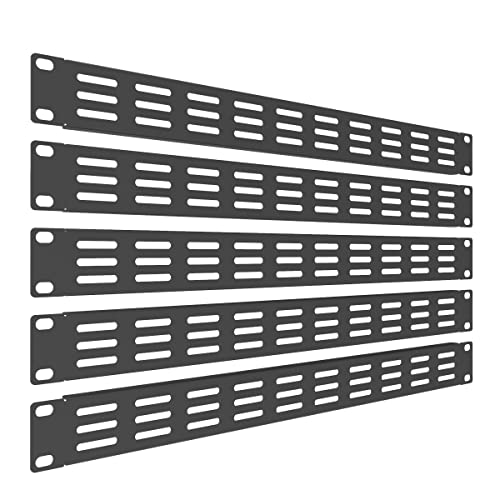 QiaoYoubang 5 Stück belüftete Rohlinge – Stahl blank Rackmontage Paneel-Abstandshalter für 48,3 cm Server-Rack-Schränke oder -Gehäuse, schwarz (1U) von QiaoYoubang