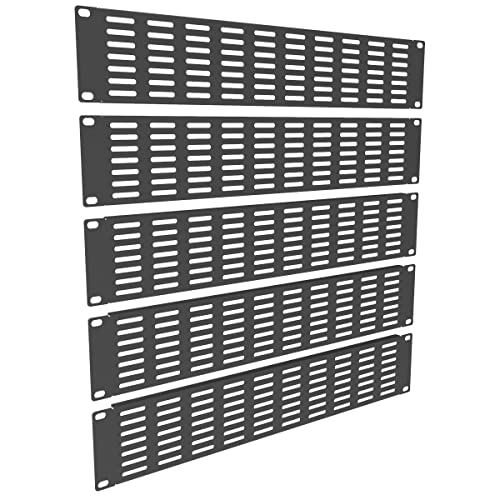 QiaoYoubang 5 Stück belüftete Rohlinge – Stahl blank Rackmontage Paneel-Abstandshalter für 48,3 cm Server-Rack-Schränke oder -Gehäuse, schwarz (2U) von QiaoYoubang