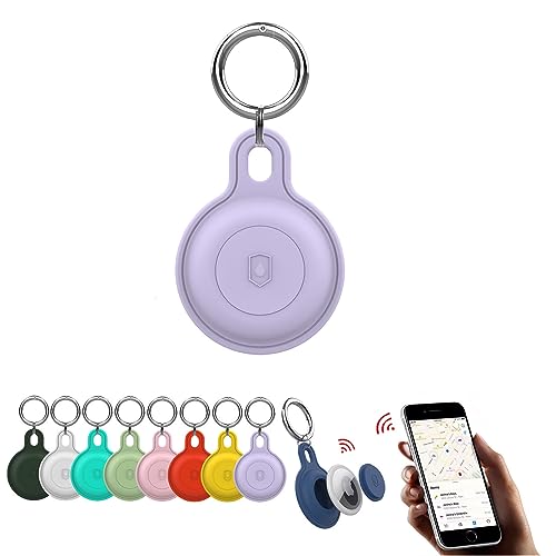 Qiaogle AirTag Hülle, 4 Stück AirTag Hülle mit Schlüsselring, IP68 Wasserdicht AirTag Protector, Silikon Case Tracker für AirTag, Schlüsselanhänger für Gepäck, Haustierhalsbänder (Lila) von Qiaogle